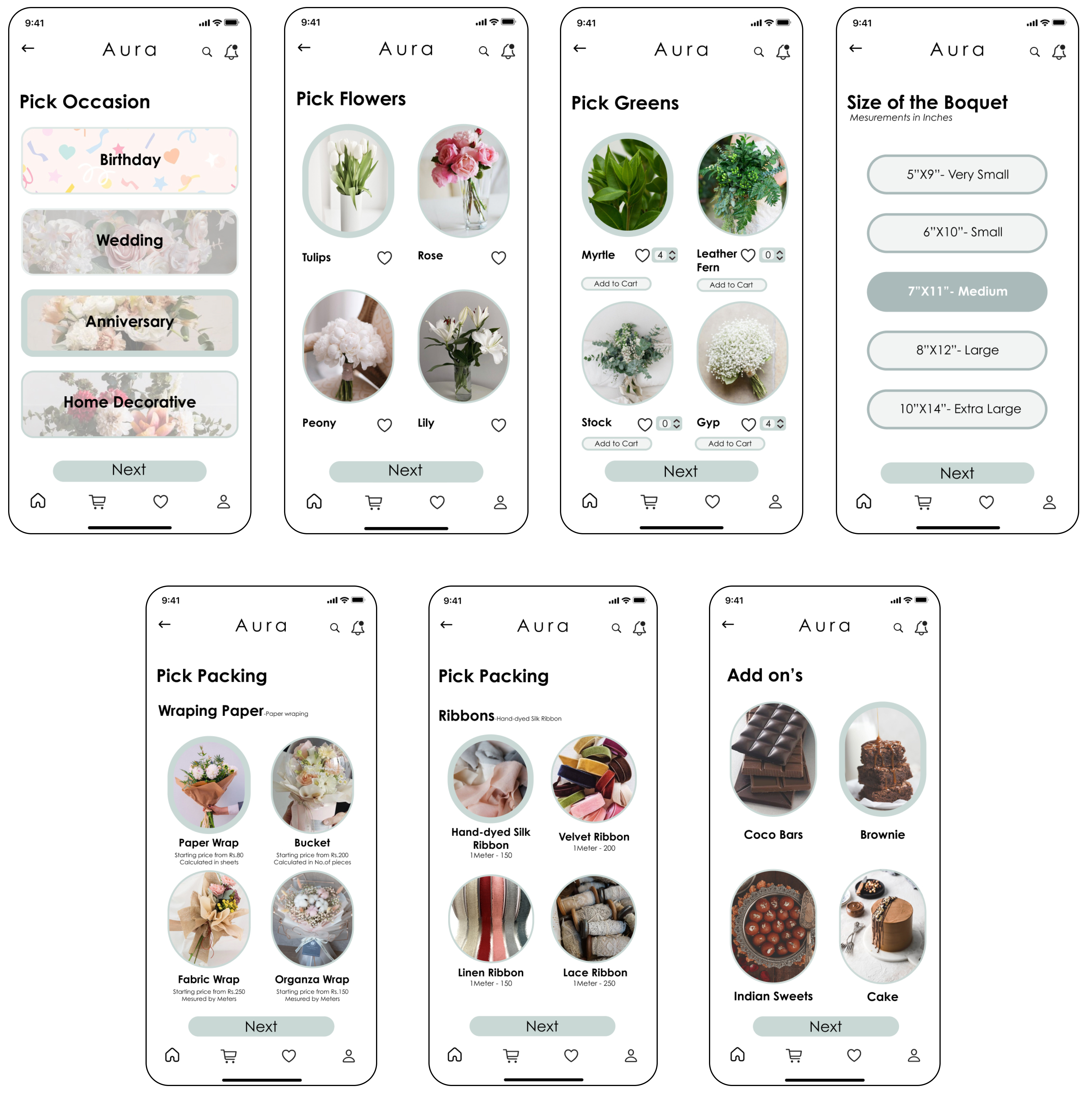 Bouquet customizer flow